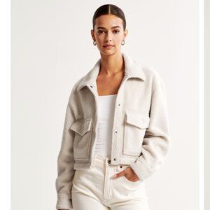Abercrombie and Fitch Cropped Sherpa Shirt Jacket